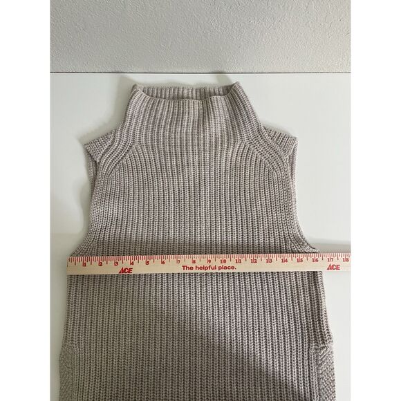 ARITZIA WILFRED XS Beige Oatmeal 100% Wool Sleeveless Sweater Vest Long Slits - Picture 13 of 13